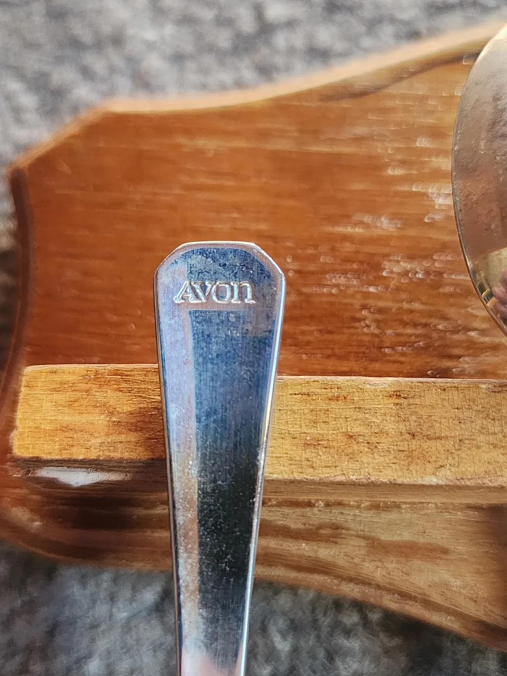 Vintage Set Of 4 Avon Enamel  Fruit Stainless Steel Japan Spoons With Wood Rack